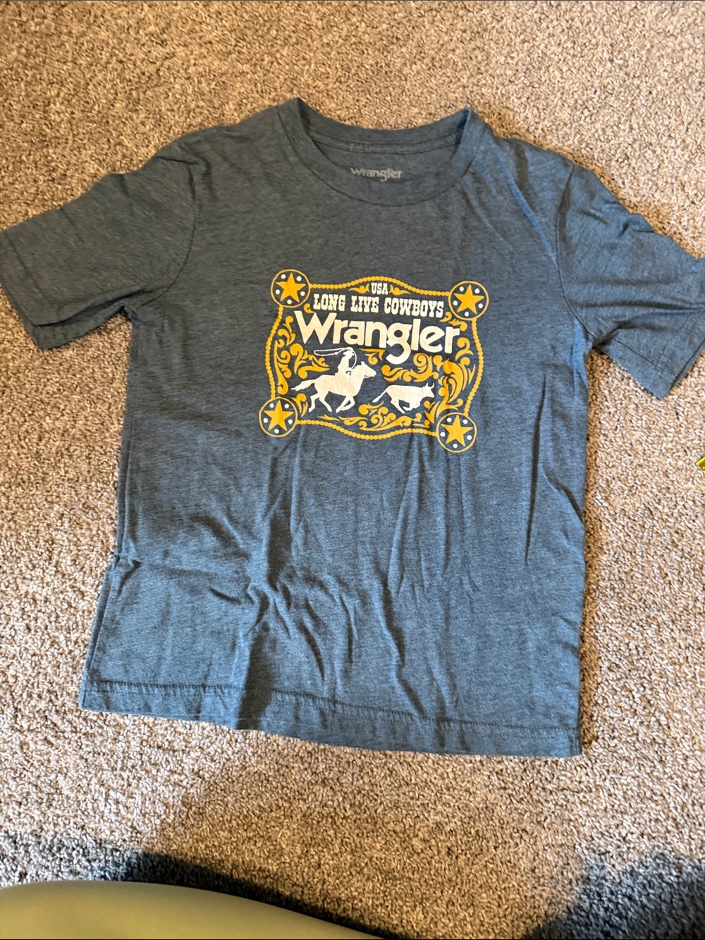 Wrangler Grey Kids' Short Sleeve Tee with Yellow Western Graphic